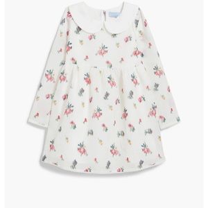 NWOT Hill House Tiny Lottie Dress in Ivory Ikat Floral Crushed Taffeta size 3-4Y